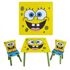 Столик Bambi (Metr+) D06449 квадратный с двумя стульчиками Sponge Bob